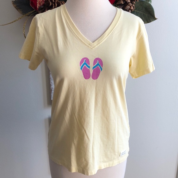 Life is good tee yellow flip-flop design small - Picture 1 of 6